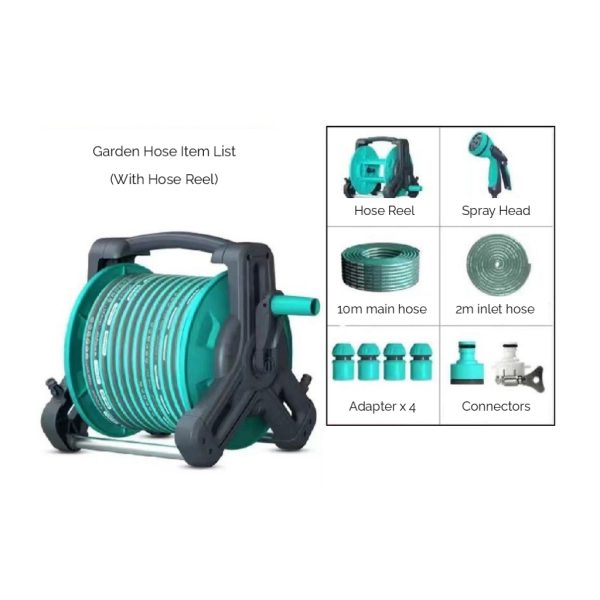 Garden Hose with Adjustable Sprinkler Sprayer Head 10m Reel